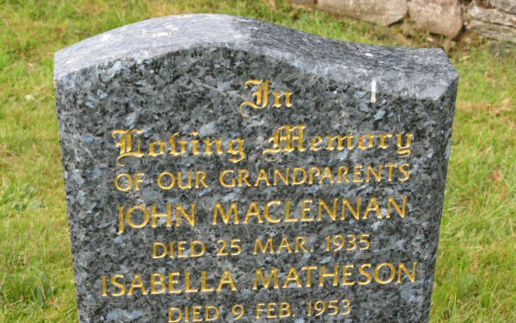 Photo of headstones/John MacLennan died 1935 MI Achanalt, Cnoc na Bhain
